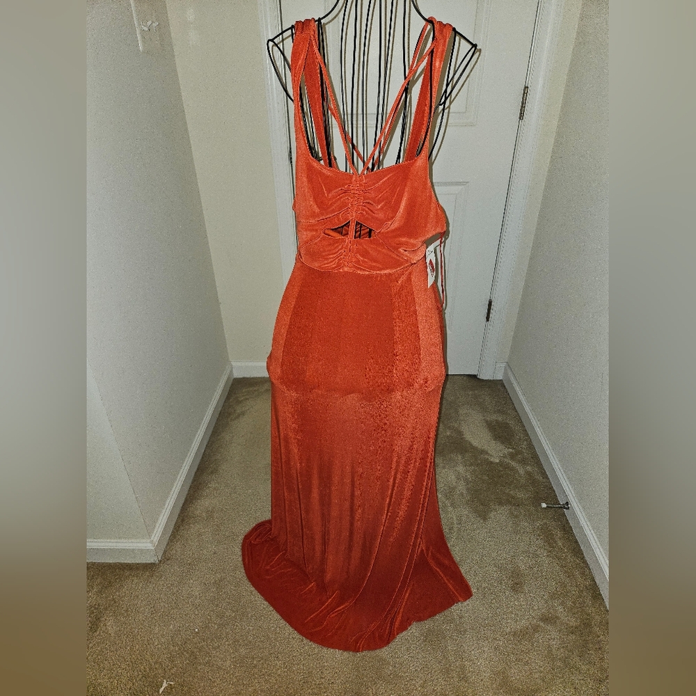 Free People Vibrant Orange Backless Dress